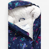 Coat Padded Blue with Rabbits and Hedgehog Print 