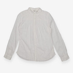 White Pintuck Pleat Blouse – Dobby Texture, Button