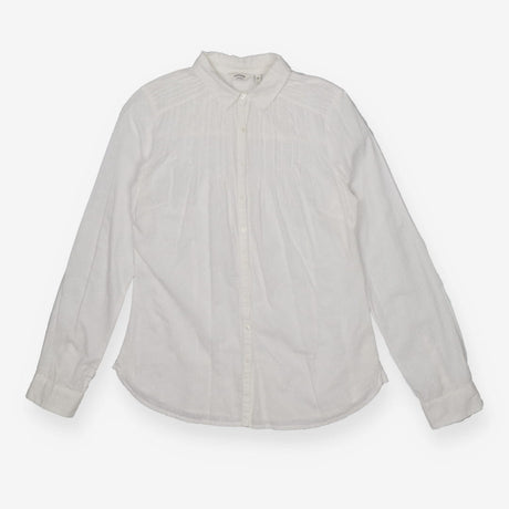 White Pintuck Pleat Blouse – Dobby Texture, Button
