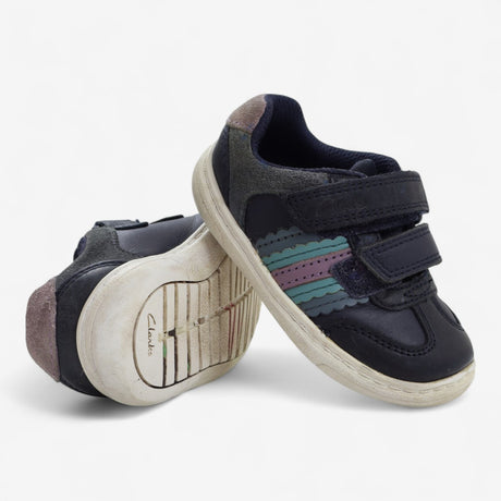 First Walker Shoes Navy with Lilac Stripe