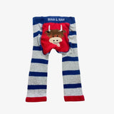 Grey and blue highland cow knit leggings