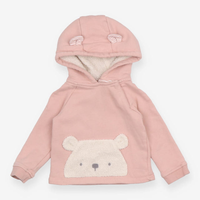 Hoodie pink teddy front pocket