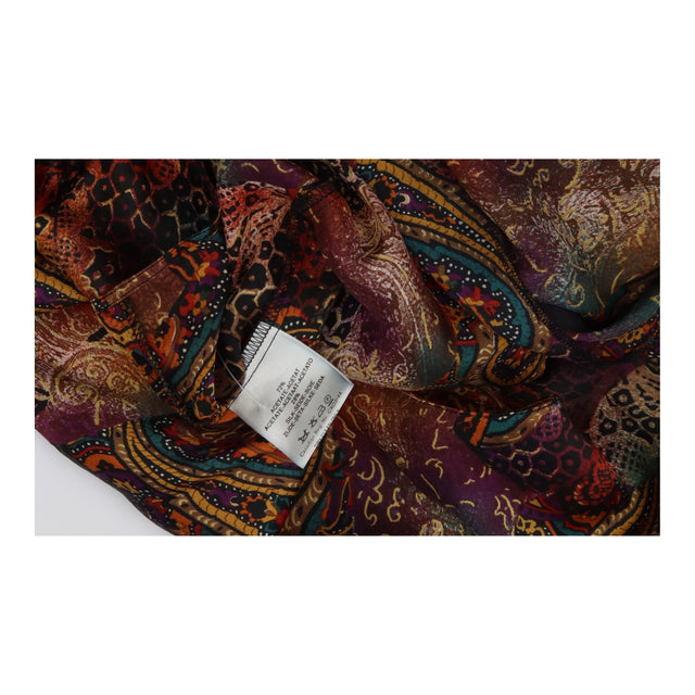 Vintage Multicolour Paisley Silk Blend Button Fron