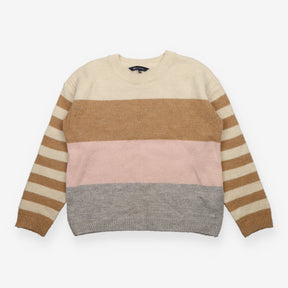 Jumper Cream Camel Pink Grey Colour Block Striped 