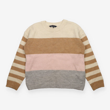 Jumper Cream Camel Pink Grey Colour Block Striped 