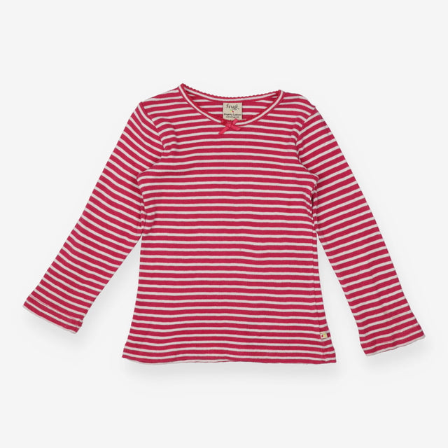 T-shirt Long Sleeve Pink Stripe with Bow Detail