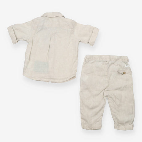 Shirt and Trouser Outfit Beige Linen