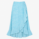 Blue and Cream Spotted Ruffle Skirt