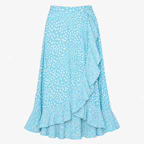 Blue and Cream Spotted Ruffle Skirt