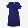 Maternity Dress Blue Wrap Front Tie Waist