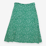 Skirt Green White Spot Button Front, Midi