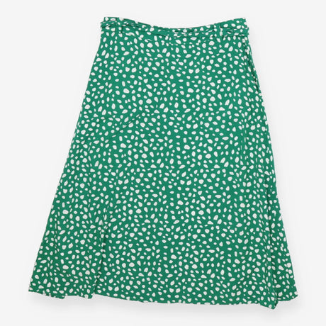 Skirt Green White Spot Button Front, Midi