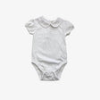 White Collared Bodysuit with Flower Buttons