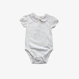 White Collared Bodysuit with Flower Buttons