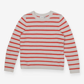 Orange & Cream Textured Knit Sweater – 100% Organi