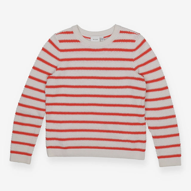 Orange & Cream Textured Knit Sweater – 100% Organi