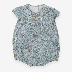 Green floral bubble romper