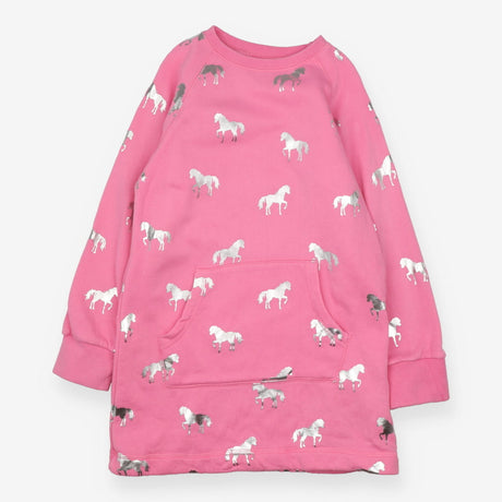 Sweater dress pink shiny horses