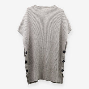 Seraphine Grey Ribbed Knit Maternity Poncho with B