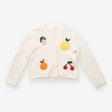 White Knit Cardigan with Fruits