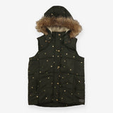 Coat green gold stars fur hood