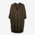 Shirt Dress Green Button‑Down Midi