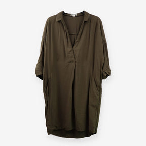 Shirt Dress Green Button‑Down Midi
