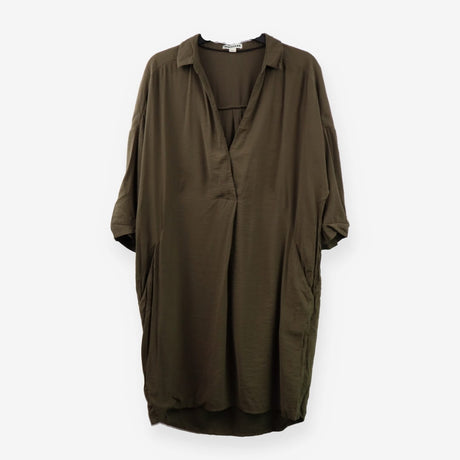 Shirt Dress Green Button‑Down Midi