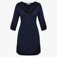 Dress Navy Merino Wool Embroidered Three Quarter S