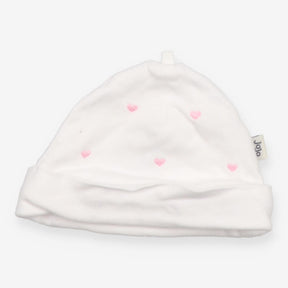 Baby hat pink heart embroidery