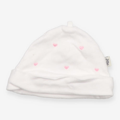 Baby hat pink heart embroidery
