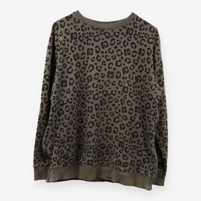 Khaki Green Leopard Print Maternity Jersey Jumper