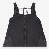 Jumpsuit Black Striped Waffle Cotton Wide Leg