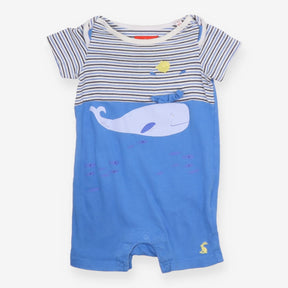 Romper Blue Striped Whale and Fish Friends
