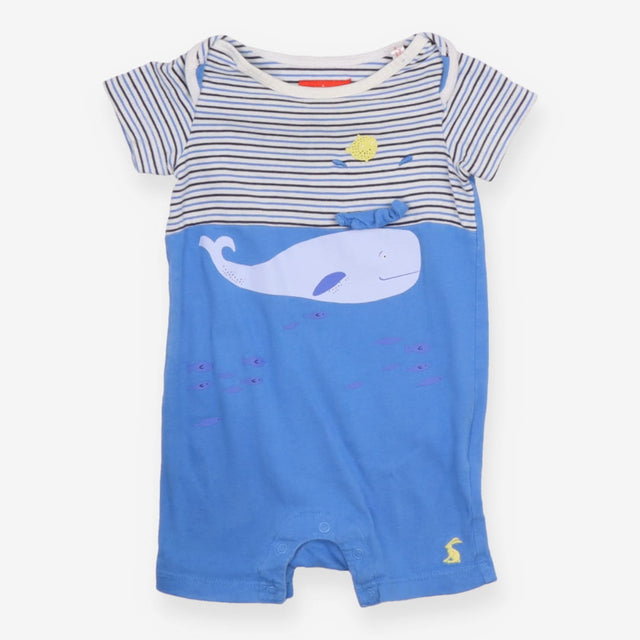 Romper Blue Striped Whale and Fish Friends