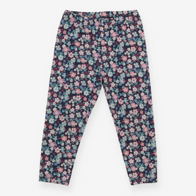Navy Floral Leggings with Glitter