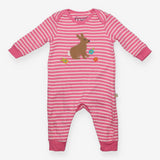 Sleepsuit Pink and White Stripes with Bunny