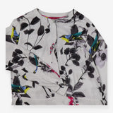 Joules Floral Bird Print Collarless Tunic Shirt Dr