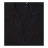 Shirt Dress in Black Cotton with Tiered Skirt