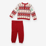 Outfit Jumper and Leggings Knit Grey/Red Santa Sce