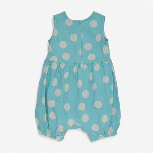Jersey Romper Blue with White Spots
