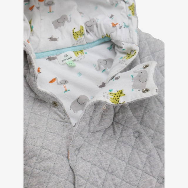 Pramsuit Jersey Quilted Grey with Elephant Lining