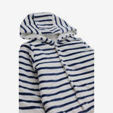 Blue and White Velour Stripe Hoodie