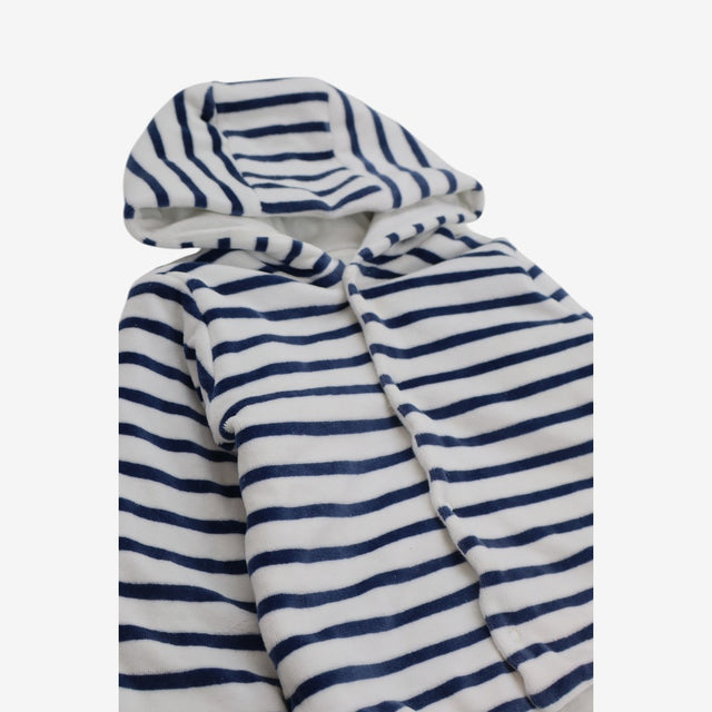 Blue and White Velour Stripe Hoodie