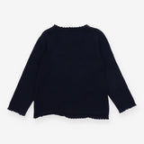 Cardigan navy blue frilled edges pockets