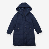 Padded Coat Navy Longline Hooded Heavyweight