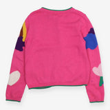 Cardigan pink large flowers acorns toadstools
