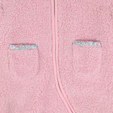 Pink Fleece Pramsuit Floral Lined with Mittens