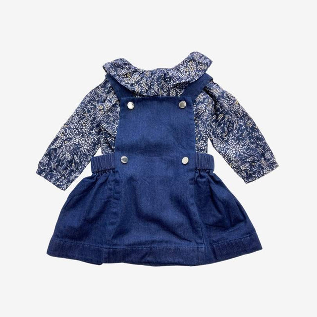 Blue Frill Star Blouse and Pinafore set