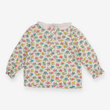T-Shirt Long Sleeve Collared White Floral